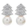 Fashionable zirconium for fencing from pearl, earrings, hypoallergenic silver needle, plant lamp, silver 925 sample, micro incrustation