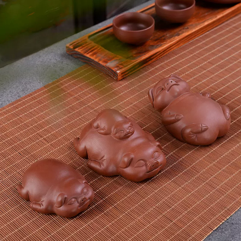 直销紫砂猪茶宠小猪可养茶台茶艺茶道创意个性茶桌上摆件