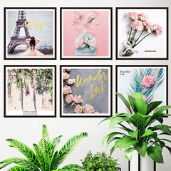 Girly Heart Pink Rose Sticker Ins Dormitory Paris Eiffel Tower Beautiful Wallpaper Rental Decorative Wall Sticker ZDB-2201