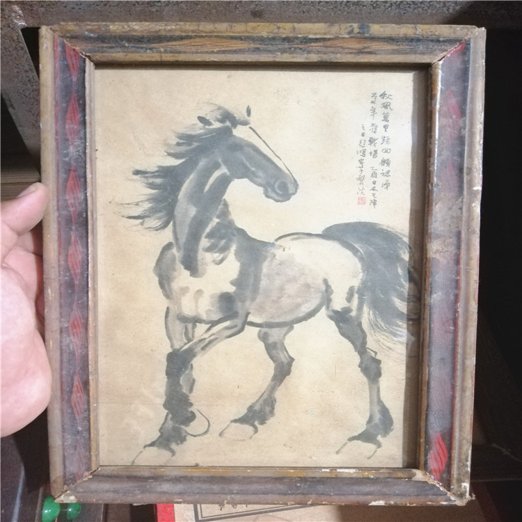 厂家批发古玩仿古 实木玻璃木框画人物花鸟动物壁相框 随机发货