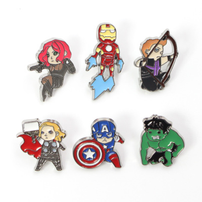 Foreign trade Explosive money Brooch The Avengers Iron Man Hulk Spider-Man Captain America Metal badge Accessories