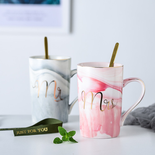 Nordic Marble Pattern Mugs Creative Water Cups Wedding Amazon Cups Ceramic Coffee Cups Couple's Matching Cups