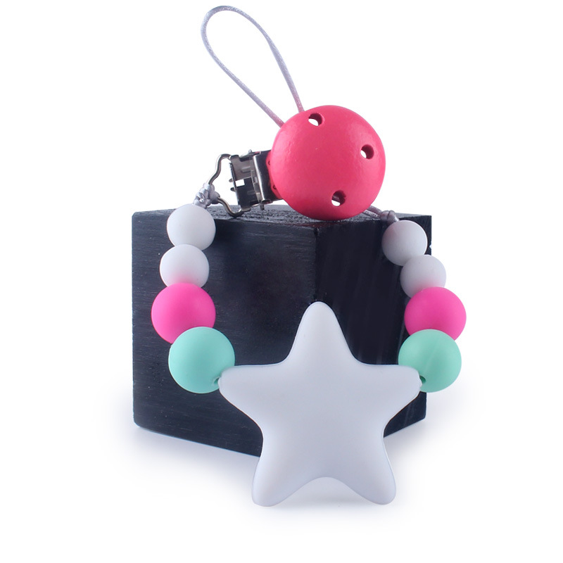 Nueva Cadena de chupete para bebés cadena anti-caída bebé dientes de silicona molienda cadena anti-perdida suministros maternos e infantiles comercio exterior