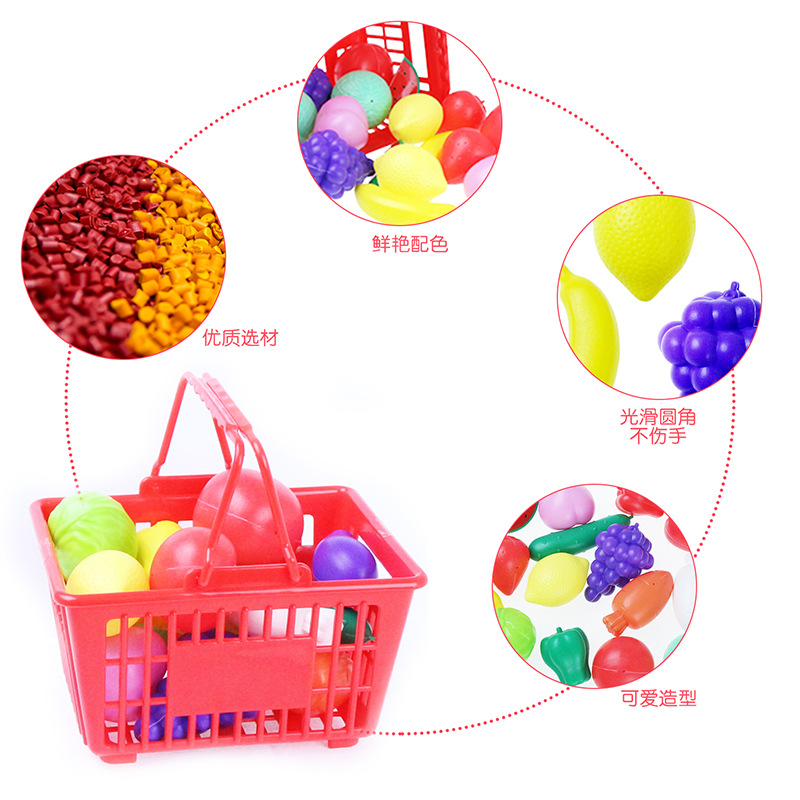 过家家水果蔬菜厨房购物篮玩具儿童仿真蔬果手提篮玩具亚马逊