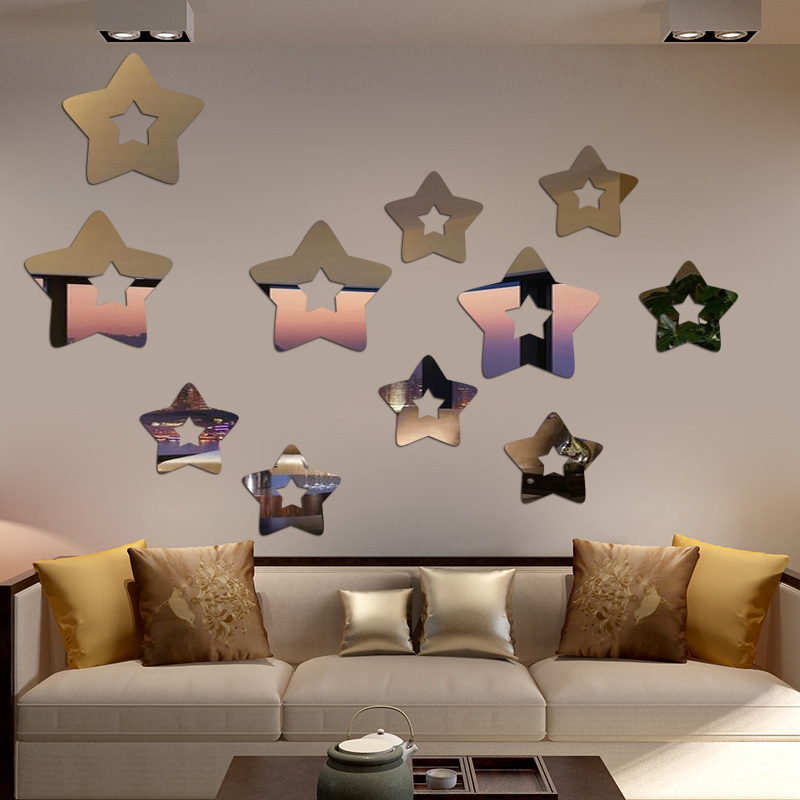 Acrylic Star Mirror Wall Stickers 3d Decorative Mirror Decals_voghion.com