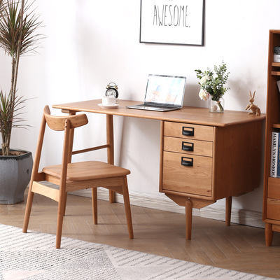 Northern Europe solid wood desk modern Simplicity student Desk Cherry Learning table drawer Double desk