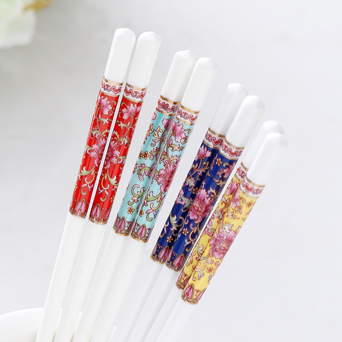 Wholesale Enamel Ceramic Chopsticks for Home Use, Gifting, High Temperature Resistant, Mold Proof Tableware Set of 5 or 10 Pairs