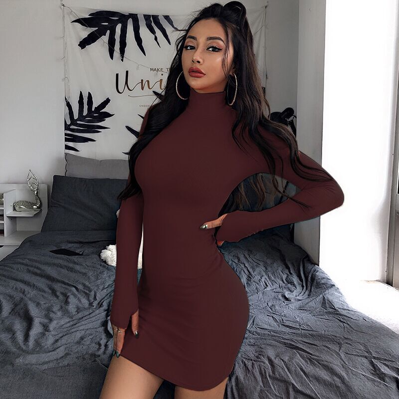 sexy slim simple bodycon short dress NSFLY59963