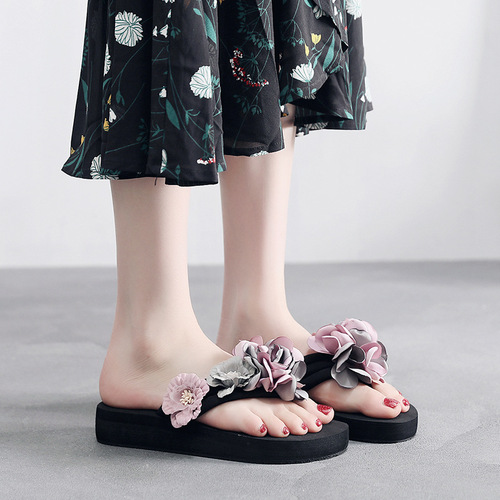 2024 New Ethnic Flower Sandals, One-Piece Outdoor Fashion Non-Slip High Heel Sandals