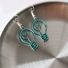 Blue geometric bulb, earrings, ear clips, internet celebrity