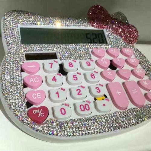 New Diamond-Embedded Cute Cat Calculator Soft Clay Jewelry Drill Water Drill KT Computer
