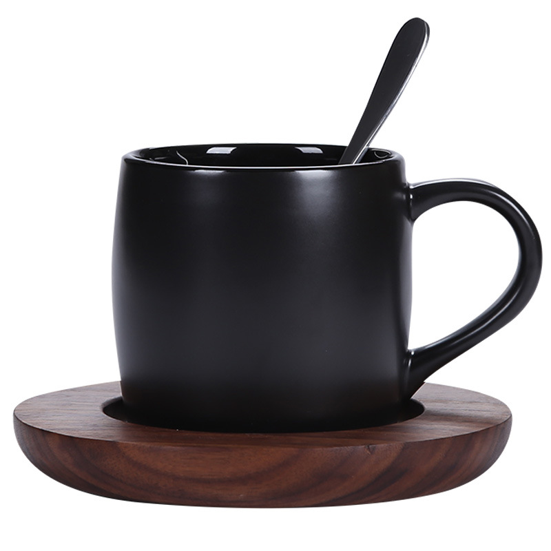 Taza de café de estilo europeo extra grande Taza de cerámica Taza de agua Taza con almohadilla Cuchara para grabar texto LOGO