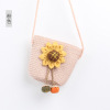 Children's straw summer wallet, small bag strap with zipper, Korean style