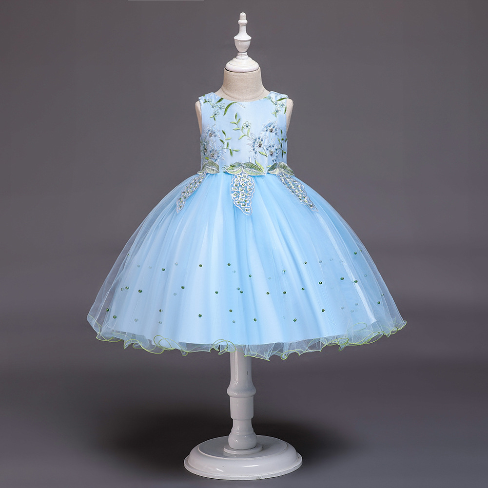 Children's Wedding Dress Princess Skirt Girl Host Catwalk Dress Summer Embroidered Sleeveless Dress display picture 14