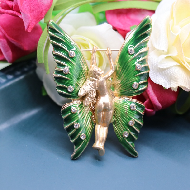 Green Wings Brooch Pin Temperament High-grade Brooch Accessories Cardigan Luxury Brooch Pin display picture 6