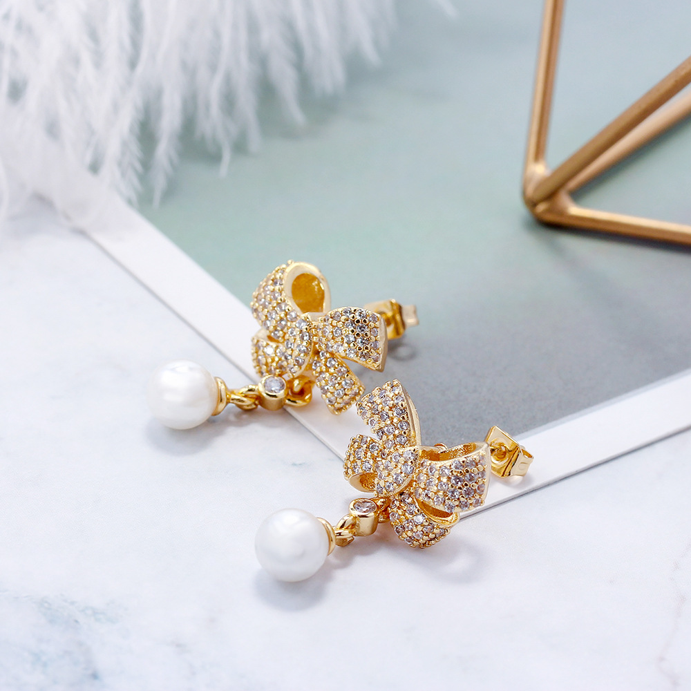 fashion goldplated pearl butterfly earringspicture4
