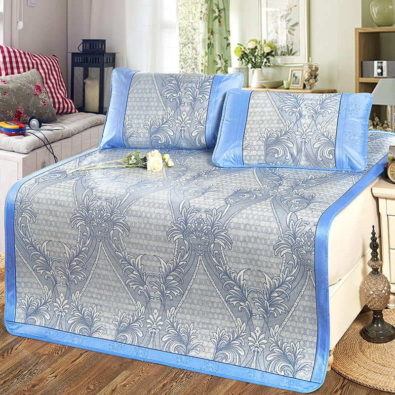 夏季冰丝凉席面料提花可折叠空调席冰丝席三件套会展礼品团购代发|ru