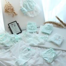 日系小清新绿色系列网纱可爱少女内裤外贸日单绿色系少女三角内裤