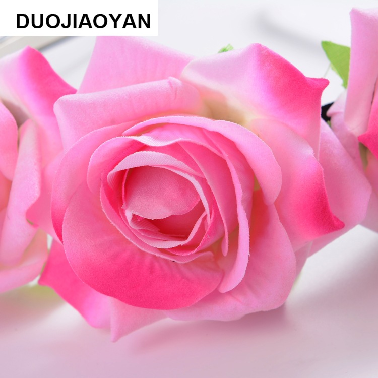 160g Weight Headwear Classification Wedding, Travel Occasion Plaid, Flower Pattern Women'S Gender Fashion Style White, Pink, Red Color New Velvet Simulation Rose Flower Wreath Headband Wholesale Nihaojewelry 19