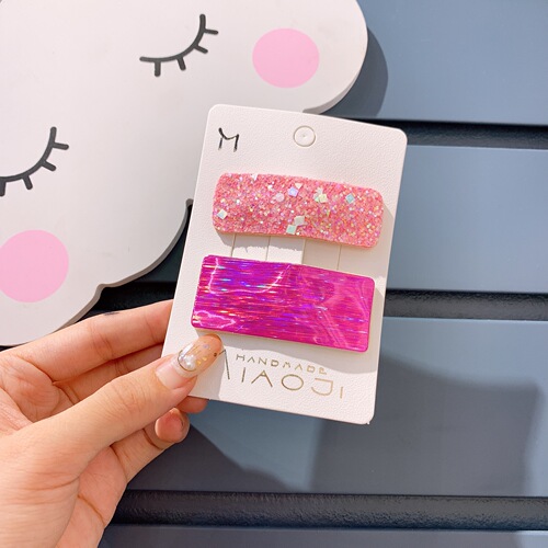 New laser sequin fluorescent color square children's BB clip Liuhai clip hair accessories headwear