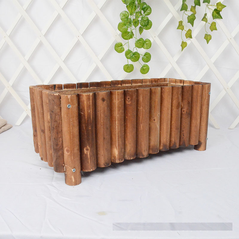 长方形多肉木花盆养花户外碳化防腐木花箱室内阳台种菜木花盆大号