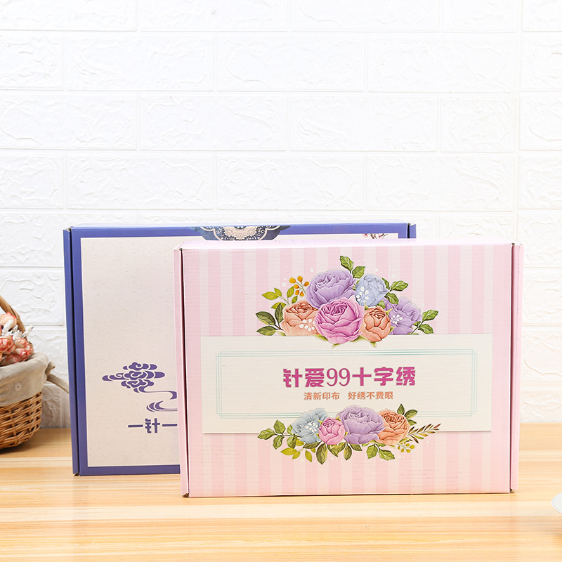 定制十字绣钻石画钉子画飞机盒彩印瓦楞盒折叠盒白色瓦楞包装盒