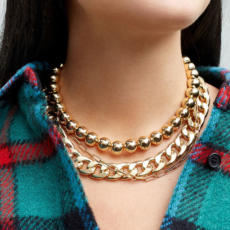 50g Weight Choker Classification Fashion Exaggerated Big Gold Chain Metal Neck Chain Clavicle Chain