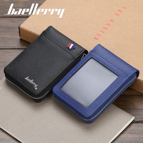 baellerry men's accordion card holder PU ID bag fashionable zipper multi-card slot coin purse wholesale