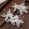 Hair accessory for bride, cute white ear clips, flowered, simple and elegant design