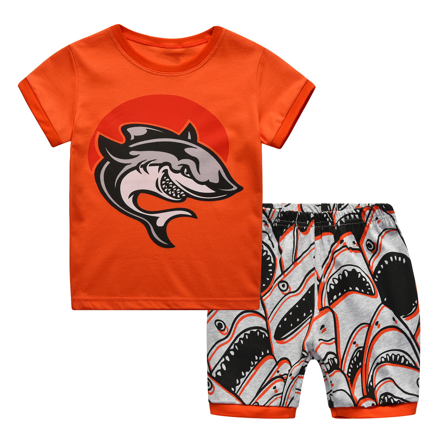 欧美亚马逊ebay跨境爆款鲨鱼儿童babycop卡布皮家居服两件套装