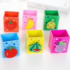 創意木質筆筒 水果方形桌面筆筒收納筆筒學生文具兒童節假日獎品