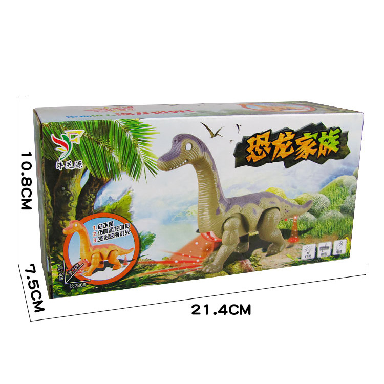 Nuevos niños dinosaurio eléctrico de juguete luz suave efecto sonido caminar automático cuello largo dragón puesto en el mercado la noche caliente venta