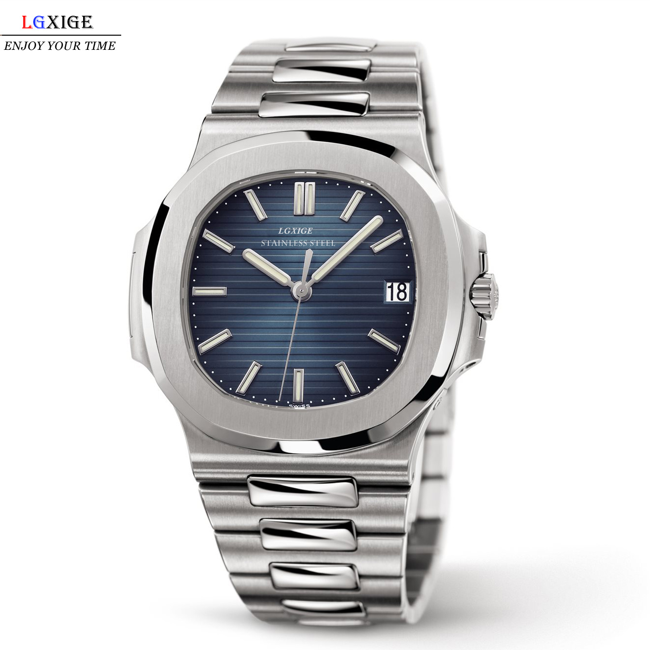 Japanese Movement Lgxige All-Steel Men's Watch Brand Fashion Luxury Nautilus Watch Men's New Style