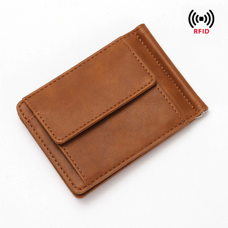 Cross border RFID USD man wallet Korean Edition crazy horse Flip Buckle Small change key case Card package Ferrule