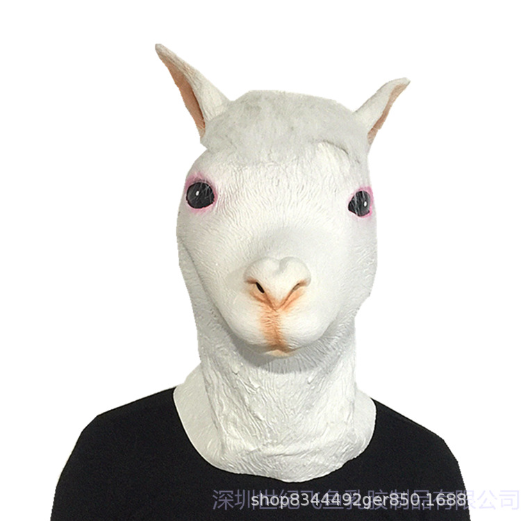 Alpaca máscara Halloween látex animal cabeza cubierta cabeza de caballo cabra hierba barro caballo Dios bestia Cosplay props
