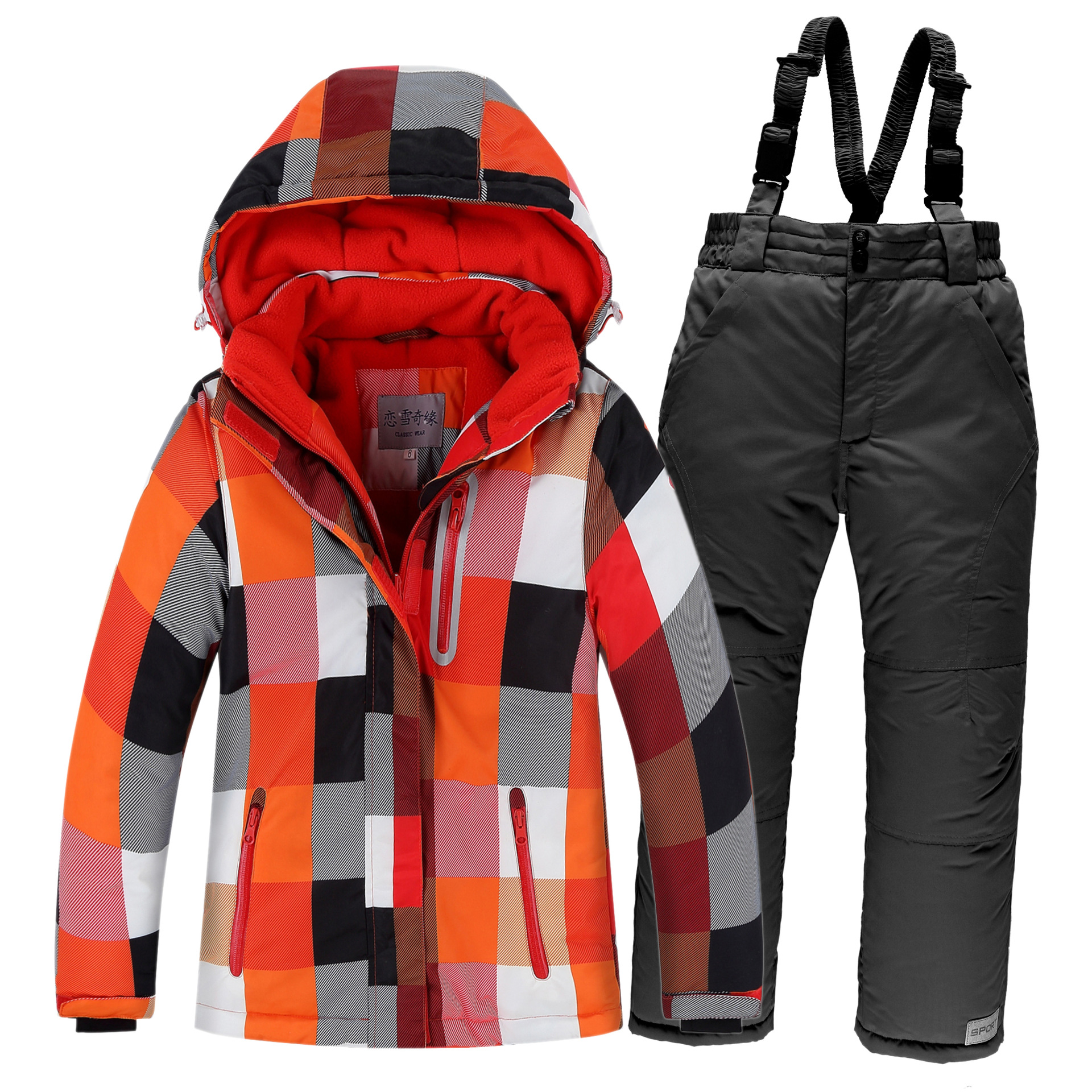 儿童滑雪服套装加厚防水男童女童防寒户外服装防风两件套雪乡
