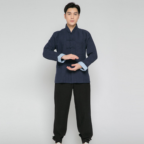 tai chi clothing chinese kung fu uniforms Jacquard linen long sleeve for men adult martial arts suit