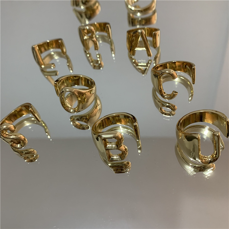 Simple Opening  Metal Letter Ring display picture 5