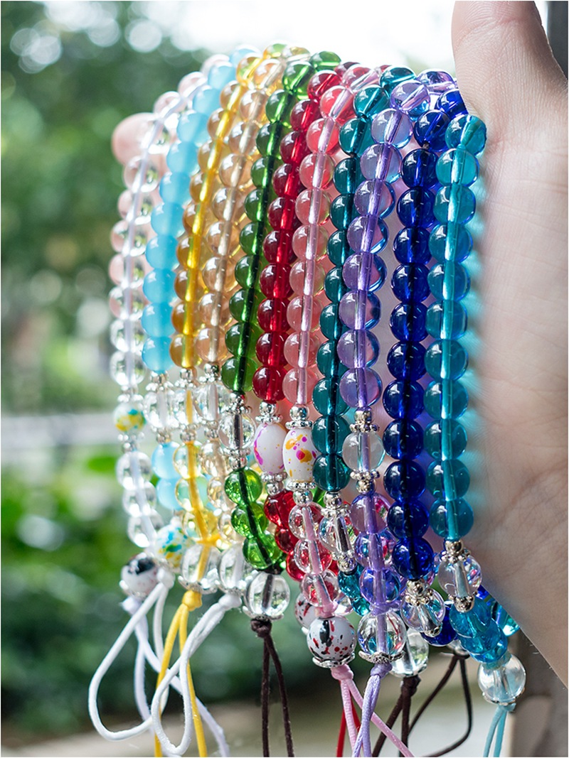 2019新款手工玉珠时尚手绳彩色手机挂绳链 水晶短款手腕挂绳批发|ms