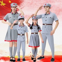 弹力红军演出服成人儿童八路军衣服新四军军装裙子红卫兵表演服装