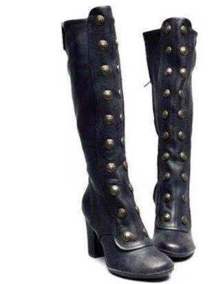 Autumn and Winter New Wind Rivet Long Cylinder High-heeled Boots