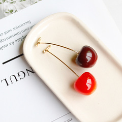 Korean style temperament cherry brooch, cute Japanese internet celebrity collar pin, versatile sweater accessory pin, earring buckle