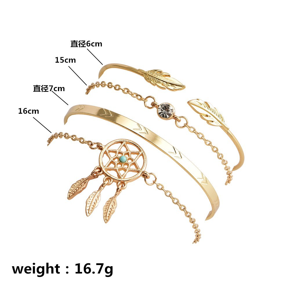 Fashion  Popular Women's Arrow Leaf  Dream Catcher Bracelet display picture 2