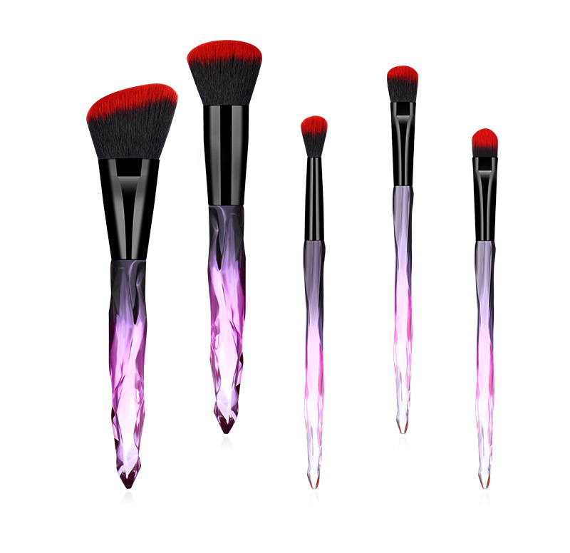 Trendy 5 Pcs Transparent Artificial Crystal Handle Acrylic Makeup Brush Set display picture 3