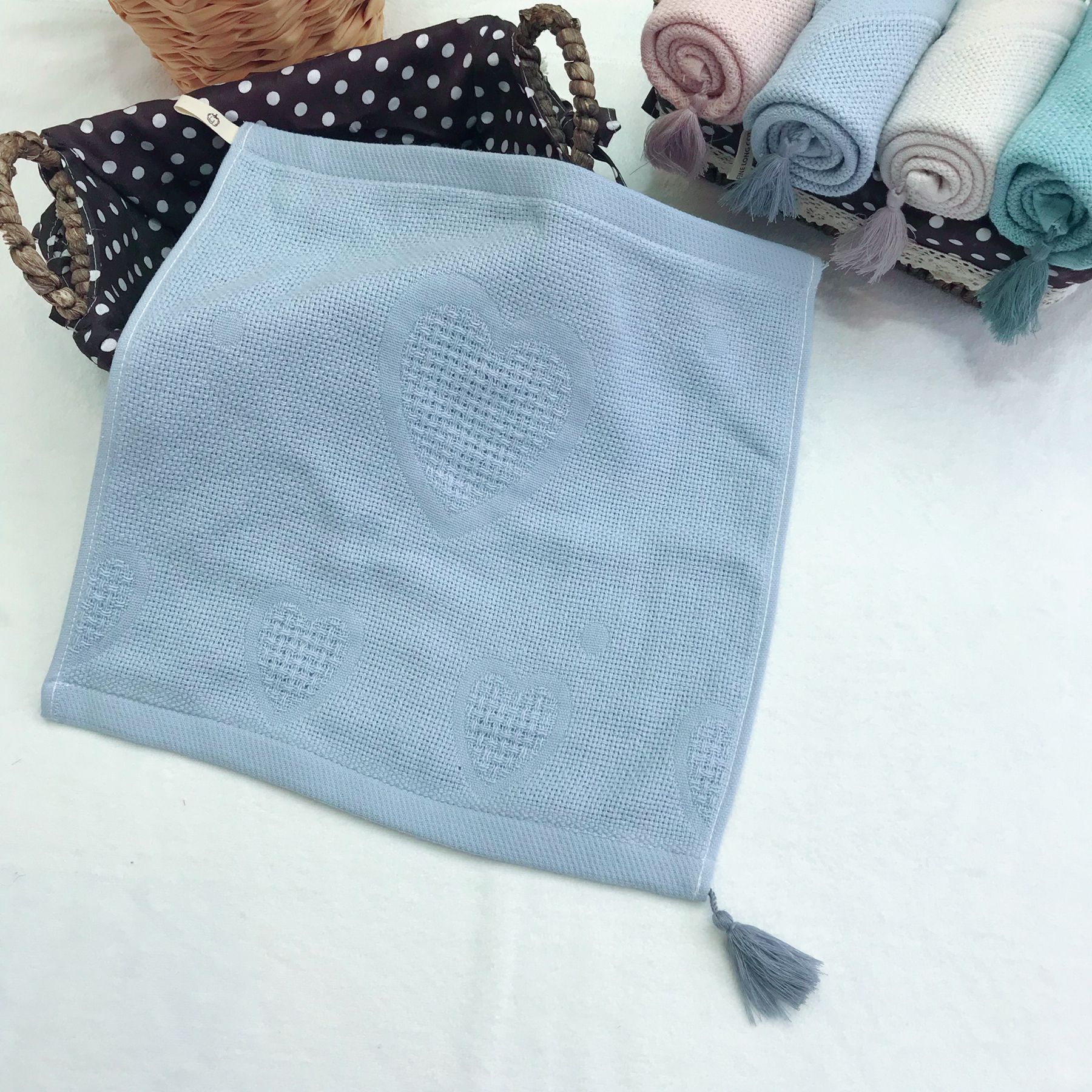 相濡以沫方巾蓝色