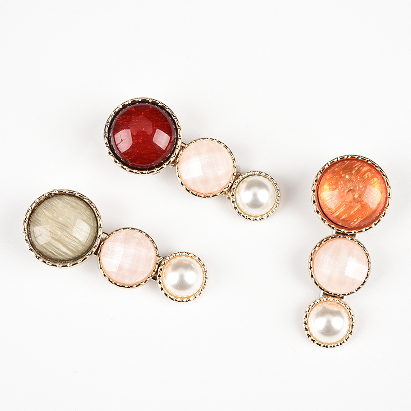 Korean Dongdaemun ins Style Cute Pearl Hairpin Colorful Gem Duckbill Side Clip Girl's Sweet All-match Headwear