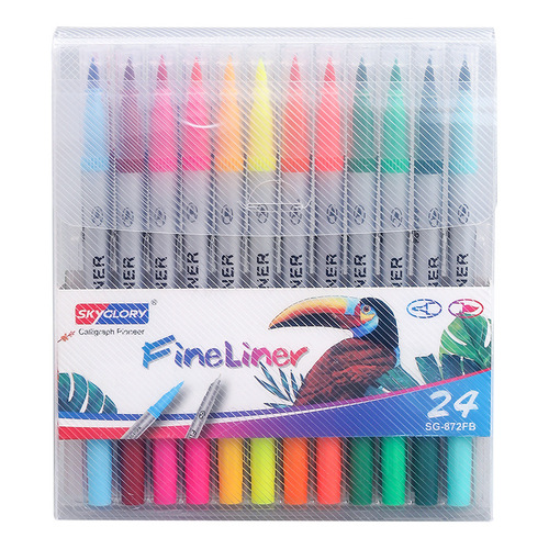 Cross-border new hook line pen double-head signature pen soft-head watercolor pen art student children's painting pen factory direct sale