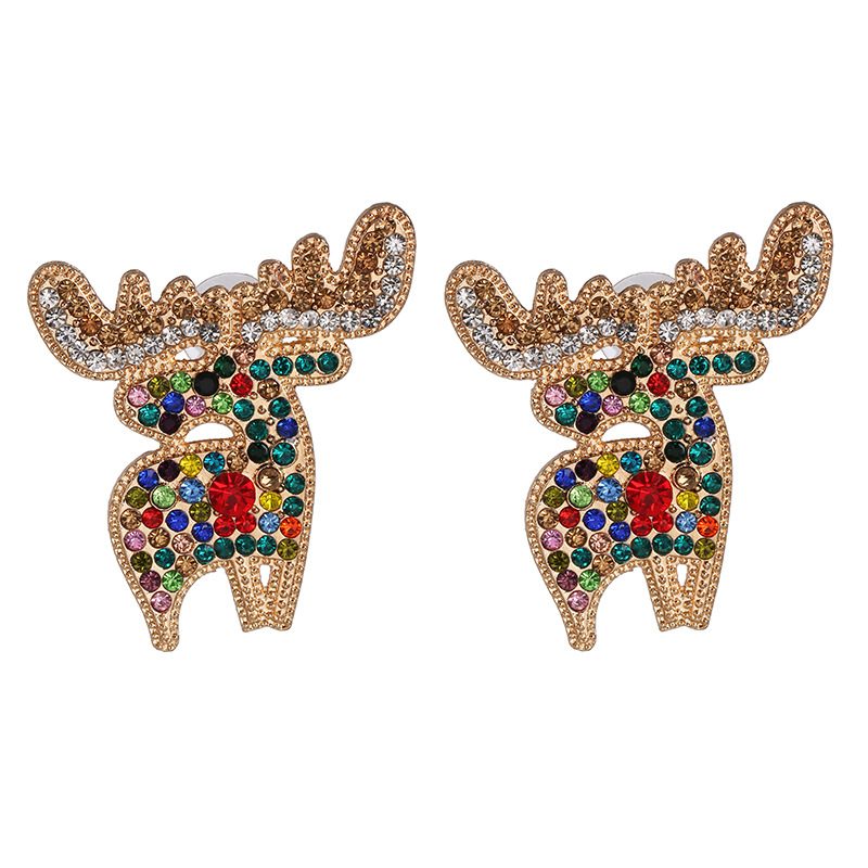 53037 Stud Boucles D'oreilles Femelle Européen Et Américain Exagéré Célèbre Marque Elk Plein Diamant Strass Boucles D'oreilles Célébrité Internet Forêt De Noël Boucles D'oreilles display picture 7