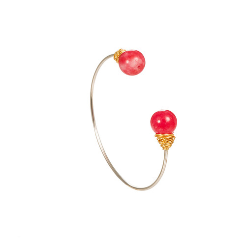 European and American silver round agate stone bracelet fashionable adjustable multi-color natural stone jewelry manufacturer direct sales bracelet