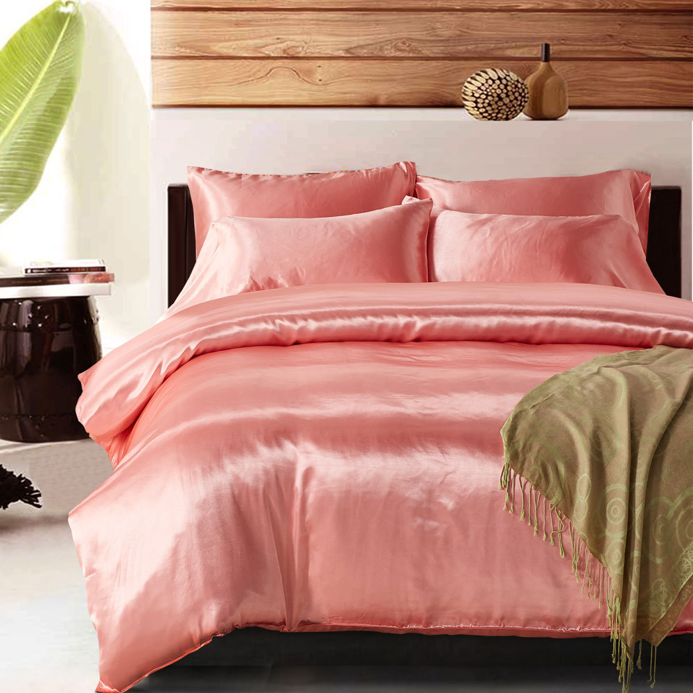 外贸家纺被套亚马逊duvet cover set床上用品色丁纯色三件套批发